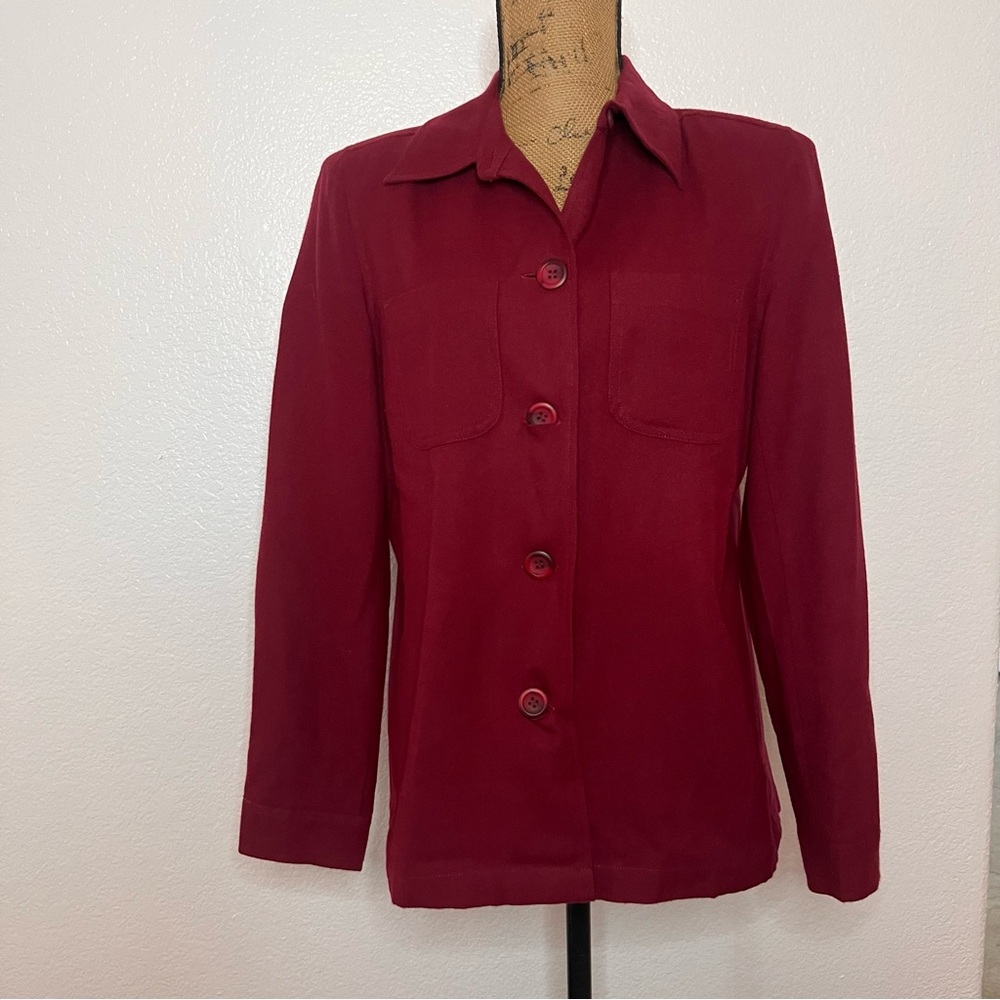 J G Hook long sleeve button down blouse vintage red size 8